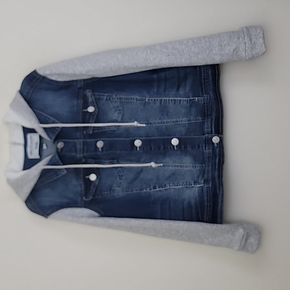 Wallflower Blue & Gray Denim Hoodie Jacket Juniors XL